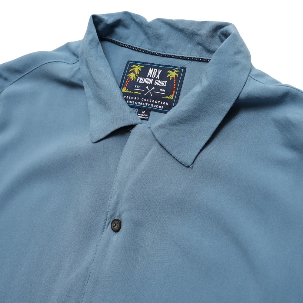 MBX Premium Goods Short Sleeve Button Up Mens Medium Blue Resort Collection